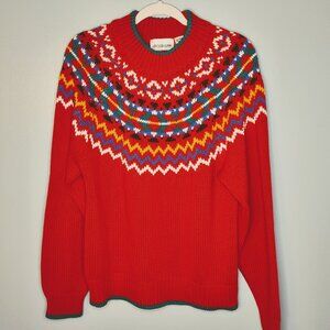 Apostrophe L (16-18) Vintage Retro 80s red crew neck pullover ski sweater